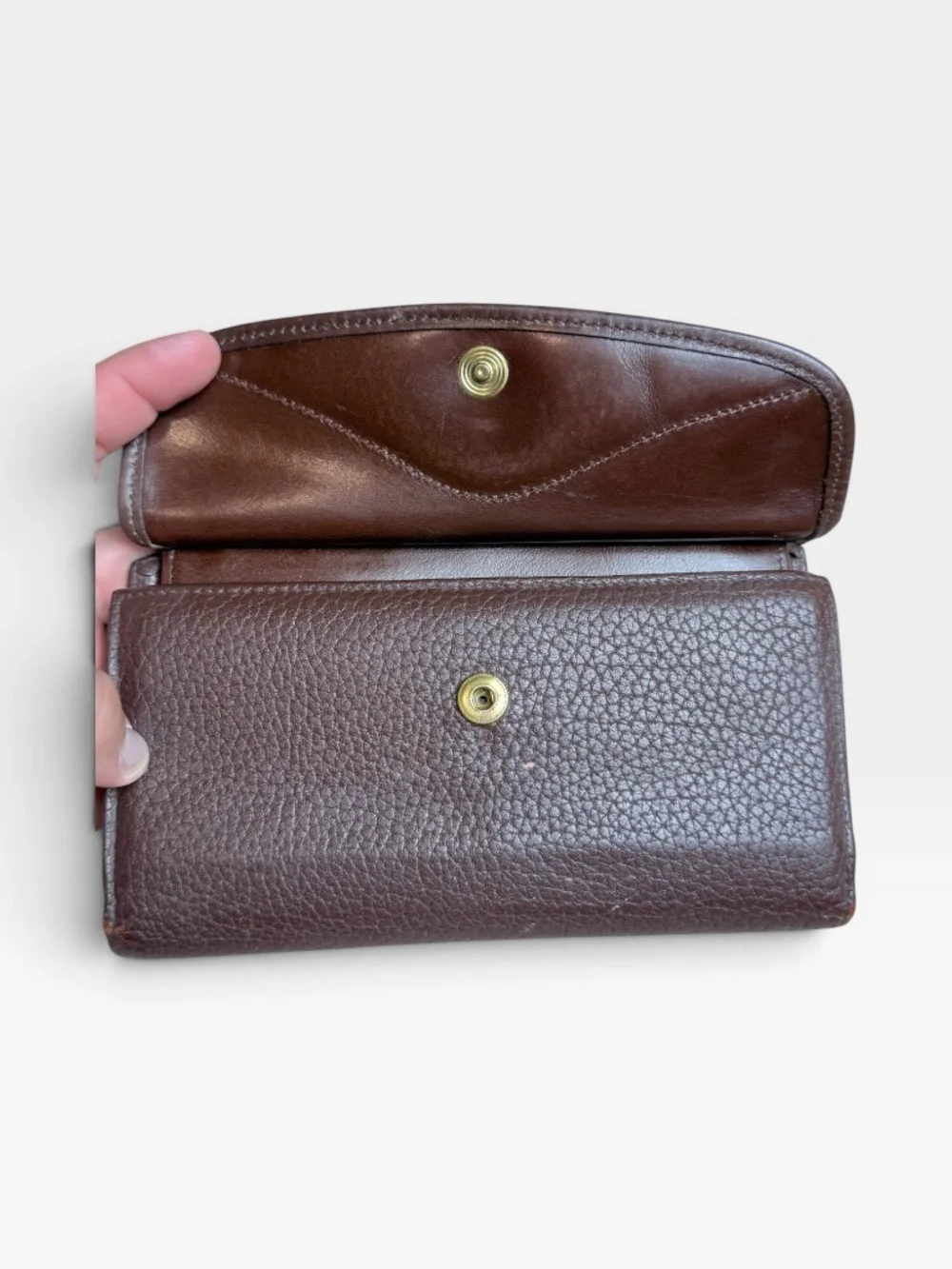 Dooney & Bourke All-Weather Leather kiss-lock Wallet Pebbled Leather Brown
